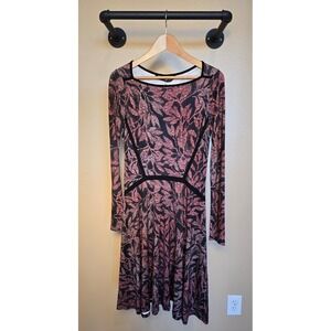 Peruvian connection drop waist floral long sleeve dress women's‎ size XS